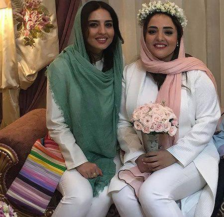 نرگس محمدی و خواهرش در مراسم عروسی نرس محمدی و علی اوجی
