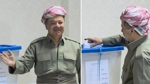 مسعود بارزانی در حال دادن رای