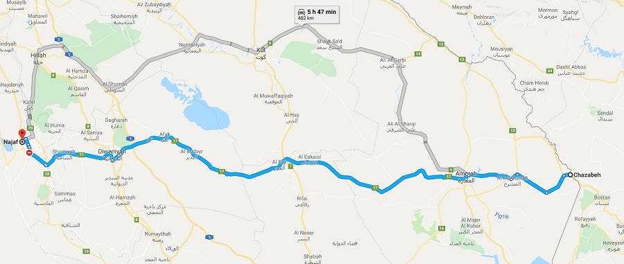 مرز چذابه و مسیر دسترسی به عتبات عالیات در عراق
