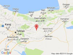 موقعیت مکانی زلزله ۴.۳ ریشتری حوالی فیروزکوه در استان تهران