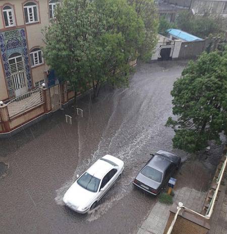 بارش شدید باران و تگرگ در اردبیل